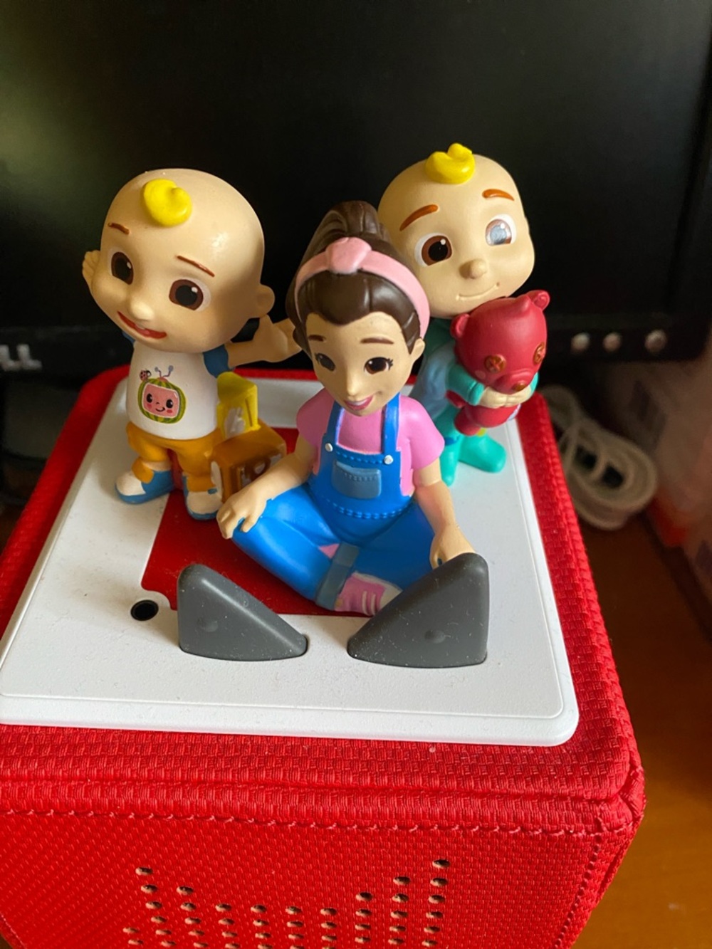 Tonies box with Ms Rachel and 2 Cocomelon characters